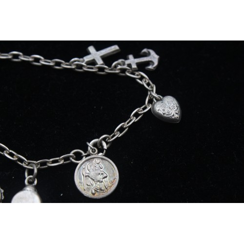 300 - .925 Sterling Silver CHARM BRACELET inc.Vintage Charms, St Christopher (20g)