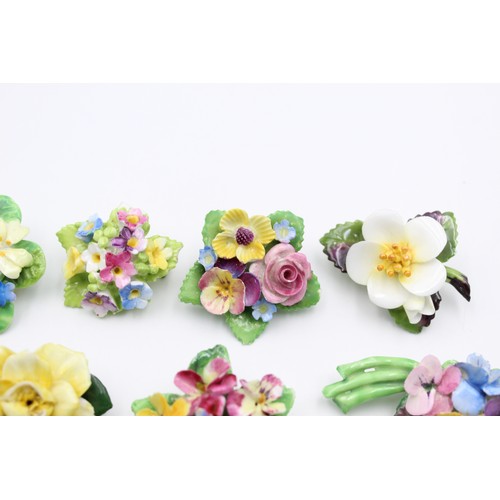 292 - 15 x Vintage PORCELAIN Flower JEWELLERY w/ Cara, Crown, Floral Craft, Denton