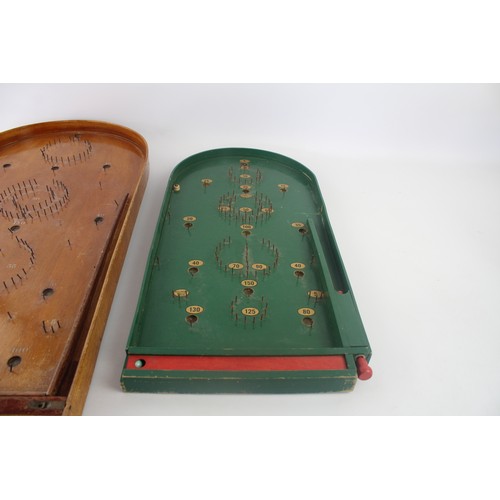 283 - 2 x Assorted Vintage BAGATELLE Games w/ Marbles / Ball Bearings Inc. Chad Valley