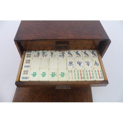 293 - Antique Bone & Bamboo Backed Mahjong Game in Fitted Wooden Case