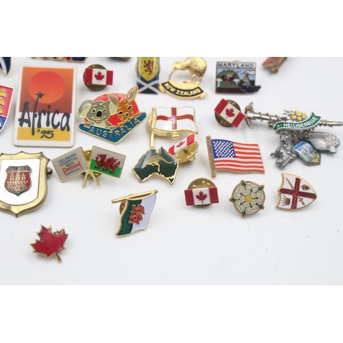 288 - 50 x Assorted Vintage FLAGS & PLACES Pin / Lapel Badges Inc Enamel Etc