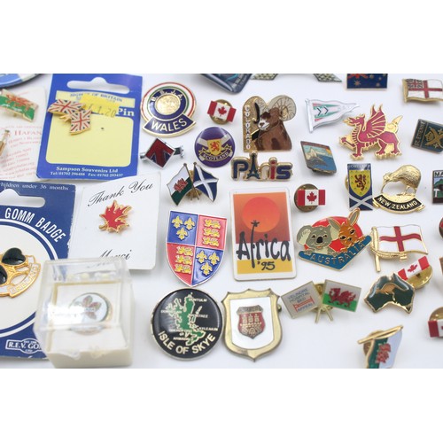 288 - 50 x Assorted Vintage FLAGS & PLACES Pin / Lapel Badges Inc Enamel Etc