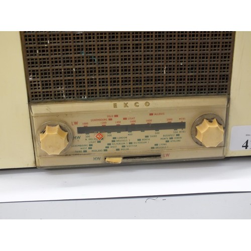 413 - 1950's EKCO CREAM RADIO U215 - UNTESTED