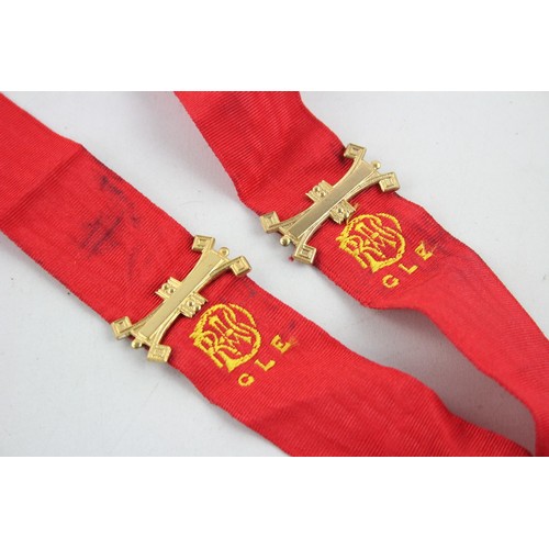 533 - 2 x Vintage RAOB Collars w/ Jewels Grand Lodge of England