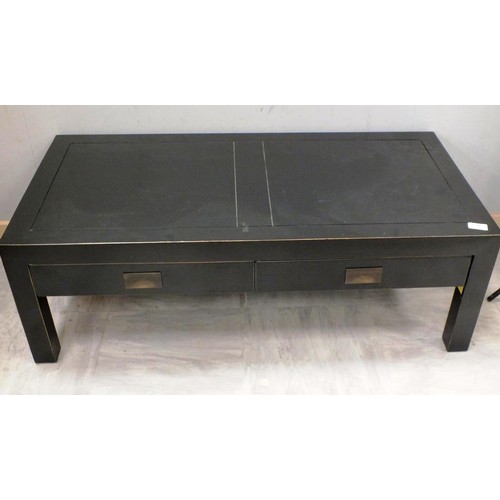 550 - BLACK COFFEE TABLE WITH TWO DRAWERS