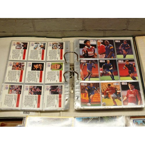 503 - THREE ALBUMS OF FOOTBALL CARDS, STAMPS ETC