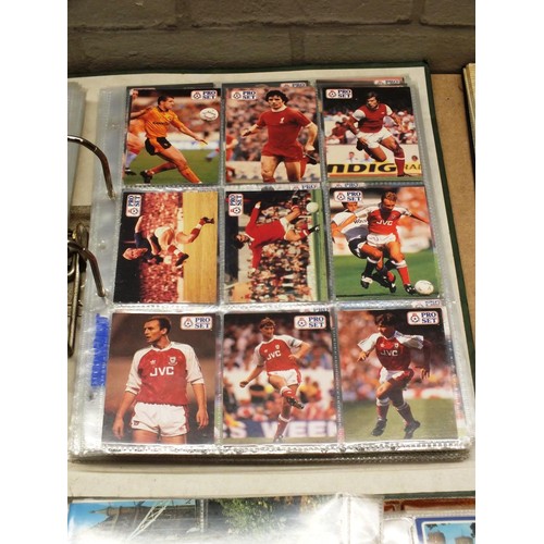 503 - THREE ALBUMS OF FOOTBALL CARDS, STAMPS ETC