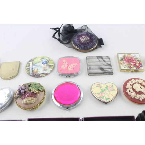 138 - 25 x Assorted Ladies Compact Handbag MIRRORS Inc Vintage, Silver Plate Etc