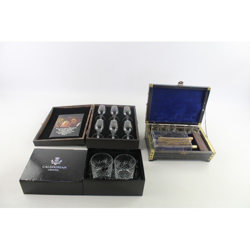 146 - 3 x Vintage Boxed BREWERIANA GLASSWARE Sets Inc. Remy Martin, Caledonian Crystal