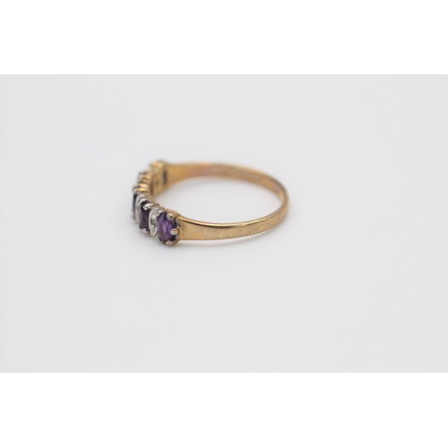 157 - 9ct gold amethyst and diamond half eternity ring (1.3g)