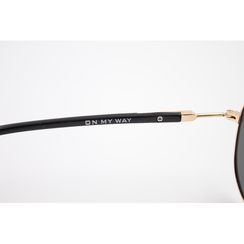 82 - Vintage Inspired LUENX Gold Tone Aviator Style SUNGLASSES w/ Original Case, Box