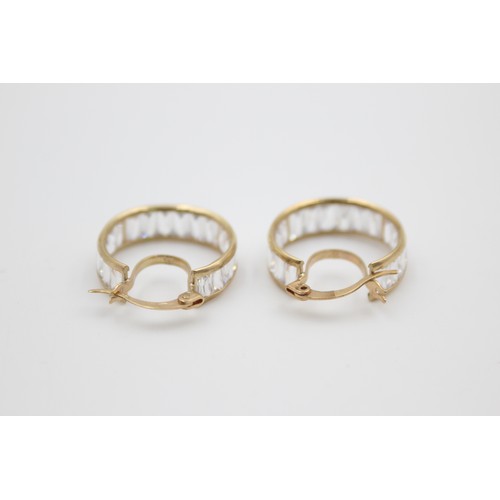 293 - 9ct gold gemstone set hoop earrings (4.6g)