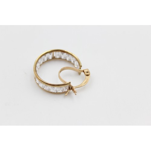 293 - 9ct gold gemstone set hoop earrings (4.6g)