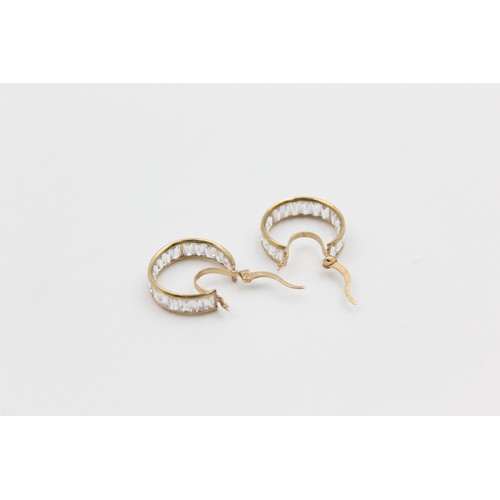 293 - 9ct gold gemstone set hoop earrings (4.6g)