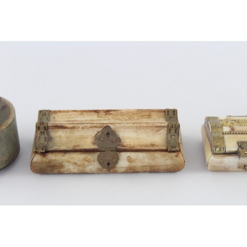 186 - 6 x Antique / Vintage Decorative TRINKET BOXES Inc Wooden, Brass Inlay Etc