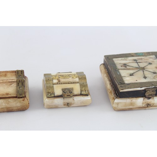 186 - 6 x Antique / Vintage Decorative TRINKET BOXES Inc Wooden, Brass Inlay Etc