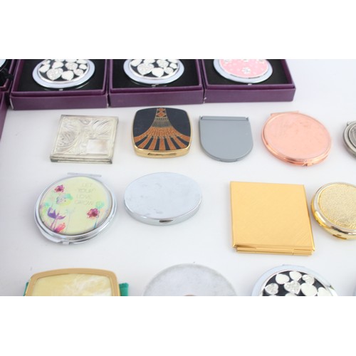 90 - 25 x Assorted Ladies Compact Handbag MIRRORS Inc Vintage, Silver Plate Etc