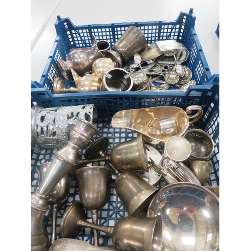 541 - TWO TRAYS OF SILVERPLATE ITEMS