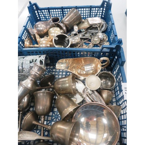 541 - TWO TRAYS OF SILVERPLATE ITEMS