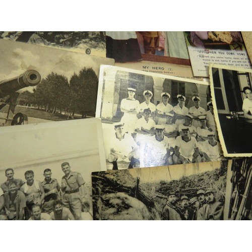 312 - MILITARY POSTCARDS AND PHOTOGRAPHS ETC