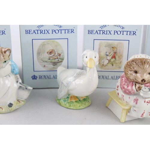 74 - 5 x Vintage Boxed Porcelain Royal Albert BEATRIX POTTER Figures Inc. Mrs Tiggy