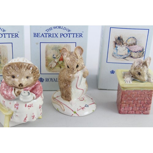 74 - 5 x Vintage Boxed Porcelain Royal Albert BEATRIX POTTER Figures Inc. Mrs Tiggy