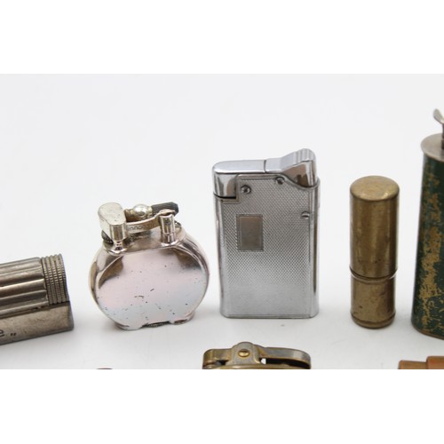 211 - 8 x Assorted Vintage Cigarette LIGHTERS Inc Brass, Lift Arm, Trench Art Etc