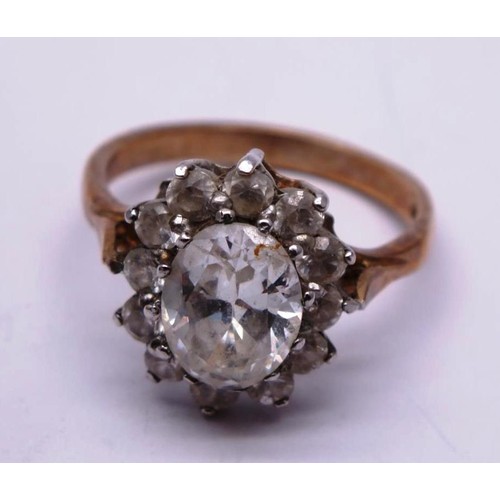 85 - 9ct gold vintage gemstone cluster ring (3.8g)  SIZE N