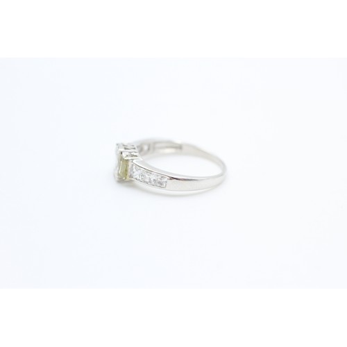 241 - 9ct white gold gemstone set dress ring (2.5g)  SIZE N