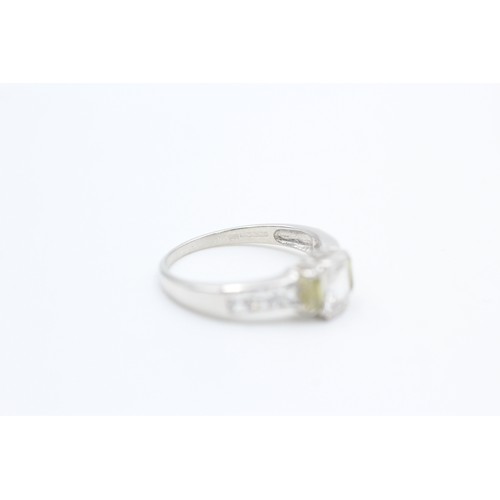 241 - 9ct white gold gemstone set dress ring (2.5g)  SIZE N