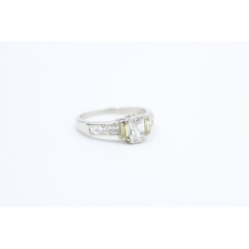 241 - 9ct white gold gemstone set dress ring (2.5g)  SIZE N