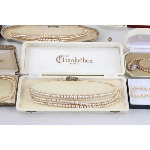 256 - 15 x Boxed Faux Pearl NECKLACES inc. Multi Strand, Decorative Clasps