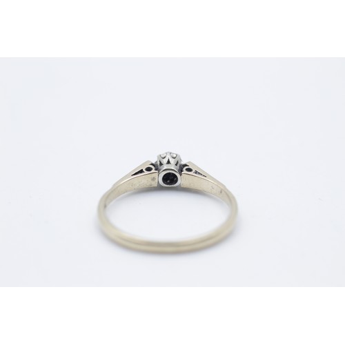 265 - 9ct gold vintage diamond solitaire cathedral setting ring (5.6g) SIZE O