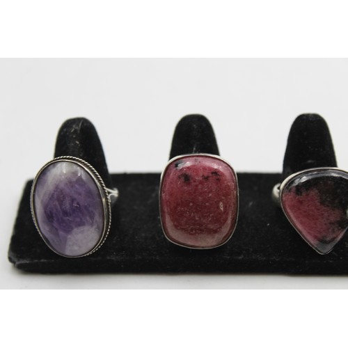 287 - 3 x .925 Sterling Silver Gemstone Rings (39g)