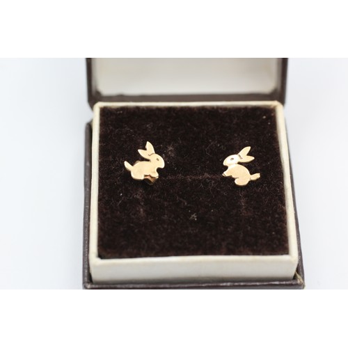 293 - 9ct gold vintage bunny stud earrings (0.5g)