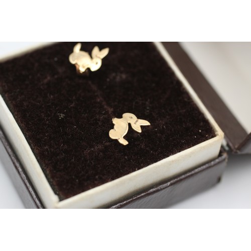 293 - 9ct gold vintage bunny stud earrings (0.5g)