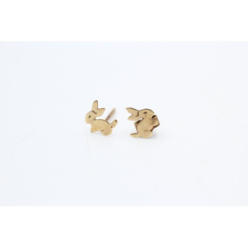 293 - 9ct gold vintage bunny stud earrings (0.5g)