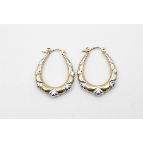 133 - 9ct Gold bi-colour hoop earrings (1.4g)