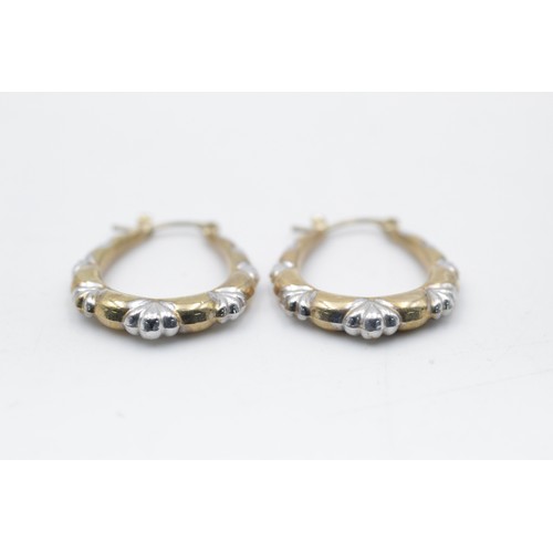 133 - 9ct Gold bi-colour hoop earrings (1.4g)