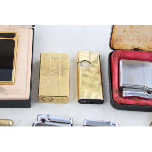 125 - 10 x Assorted Vintage COLIBRI Cigarette LIGHTERS Inc Boxed, Ladies, Gold Tone