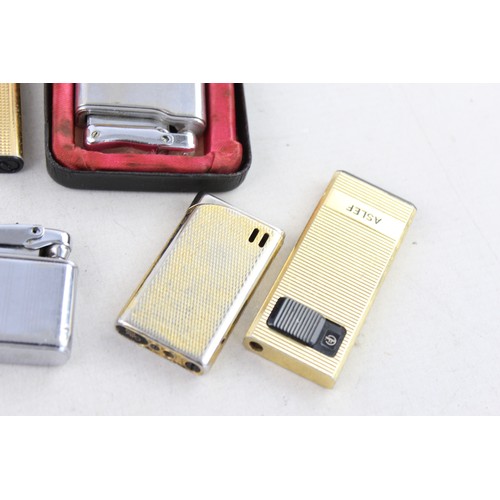 125 - 10 x Assorted Vintage COLIBRI Cigarette LIGHTERS Inc Boxed, Ladies, Gold Tone