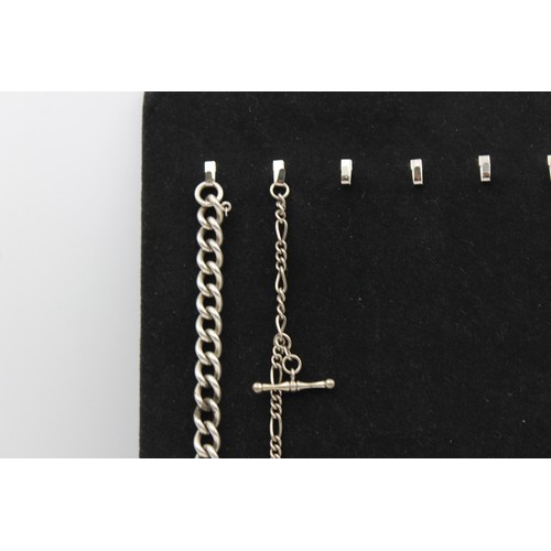 158 - 2 x.925 Sterling Silver BRACELETS Inc. Figaro, Dog Clip, Curb (35g)