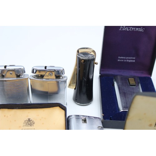 169 - 10 x Assorted Vintage RONSON Cigarette LIGHTERS Inc Boxed, Varaflame, Ladies Etc