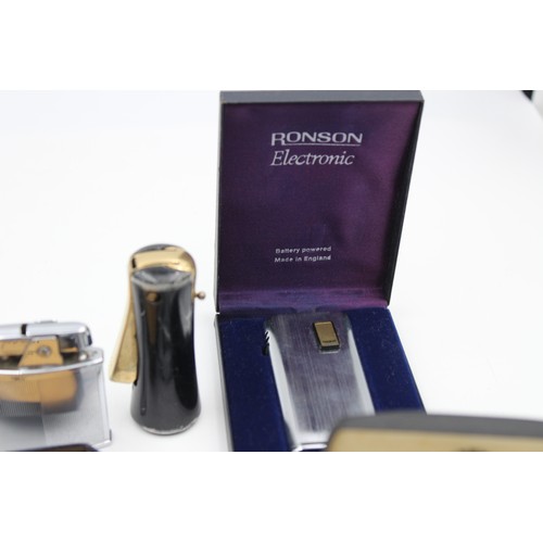 169 - 10 x Assorted Vintage RONSON Cigarette LIGHTERS Inc Boxed, Varaflame, Ladies Etc