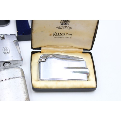 169 - 10 x Assorted Vintage RONSON Cigarette LIGHTERS Inc Boxed, Varaflame, Ladies Etc