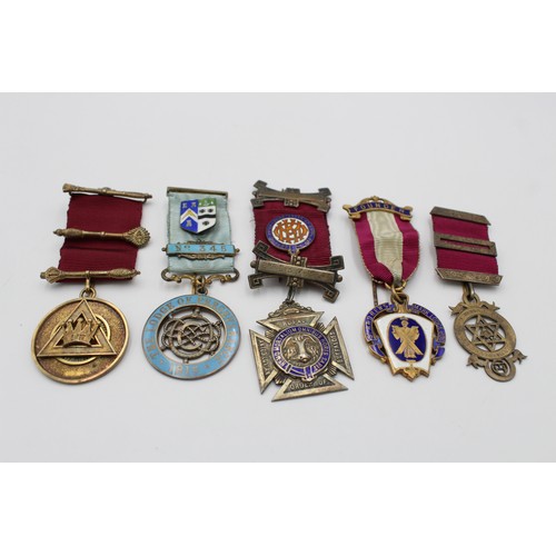 65 - 5 x Vintage Hallmarked .925 STERLING SILVER Masonic & RAOB Jewels / Medals 121g