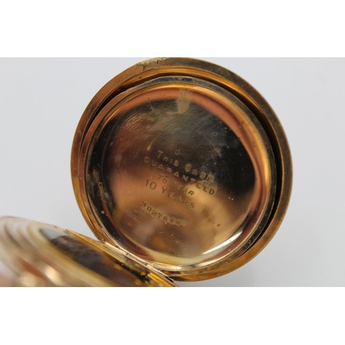 64 - Vintage Gents WALTHAM Rolled Gold Full Hunter Case POCKET WATCH Hand-Wind (91g)