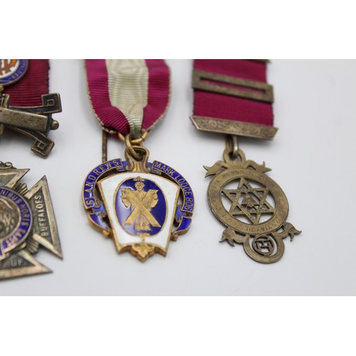 65 - 5 x Vintage Hallmarked .925 STERLING SILVER Masonic & RAOB Jewels / Medals 121g