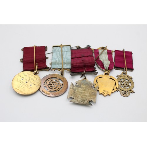 65 - 5 x Vintage Hallmarked .925 STERLING SILVER Masonic & RAOB Jewels / Medals 121g