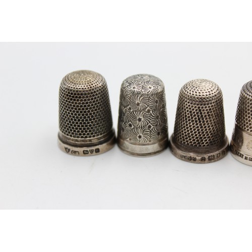 71 - 5 x Antique / Vintage .925 STERLING SILVER Thimbles Inc Charles Horner Etc (28g)